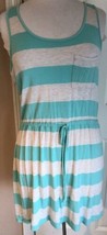 Olive &amp; Oak White &amp; Green Striped Sleeveless Dress W/ Pocket Women’s Size S - £7.90 GBP