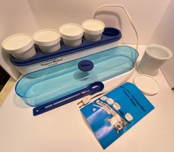 Salton Yogurt Maker Cosmopolitan 5 Milk Glass Cups YM-4 Thermostat Recipes Vtg - £21.57 GBP