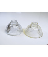 Vtg Pair (2) Crystal Clear Ribbed Cut Glass Light Lamp Globe Shade Cover... - $532.95 MXN