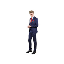 Men 3pc European Vested Suit WESSI by J.VALINTIN Extra Slim Fit JV12 Navy blue image 4