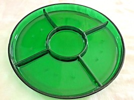 Emerald GLO 5 Part Relish Party Tray Paden City Glass Company 1940s-50s Etched - £26.32 GBP