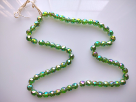 60 Vintage Green Glass Aurora Borealis Retro Beads Jewelry Crafts NOS 8mm German - £17.57 GBP