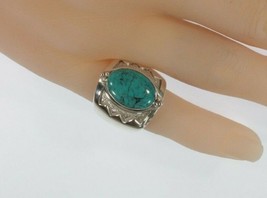 Navajo Sterling Silver &amp; Turquoise Band Ring Size 6.25 - $92.52