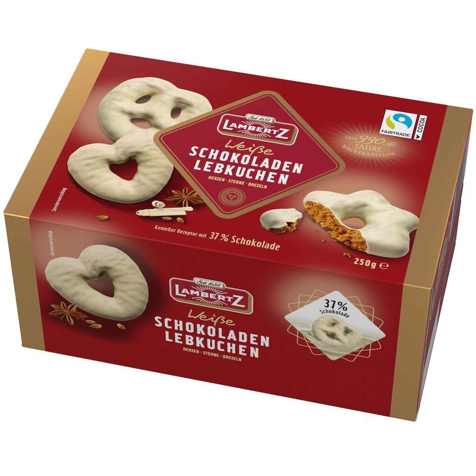 LAMBERTZ Stars & Hearts gingerbread cookies Lebkuchen WHITE chocolate FREE SHIP