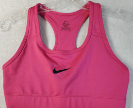 Nike Sports Bra Womens Small Pink Polyester Sleeveless Logo Round Neck C... - $14.79