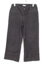 Eileen Fisher 4 Black Organic Cotton Stretch Wide Leg Crop Jeans - £34.36 GBP