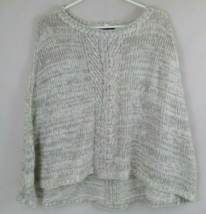 White House Black Market Women&#39;s Gray &amp; White Metallic Shawl Sweater Siz... - $16.48