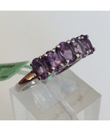Five-Stone Amethyst 925 Sterling Silver Band Ring SZ 8 - $445.10 MXN