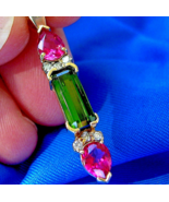 Earth mined Tourmaline Diamond Deco Pendant Geometric Design Solid 14k G... - $95,215.13 MXN