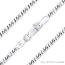 2.6mm Miami Cuban Curb Link Italy .925 Sterling Silver w/ Rhodium Chain Necklace - £33.60 GBP+