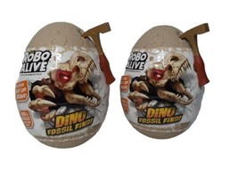 (2) Eggs Zuru Robo Alive Dino Fossil Find Surprise Dinosaur, New! - £12.55 GBP