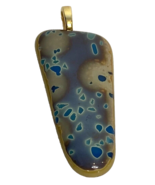 Vintage Artisan Teal, Taupe Large Glass Pendant - $16.87 CAD