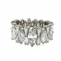5ct Marquise Baguette Cut Diamond Wedding Ring Band 14k White Gold Over Eternity - £78.46 GBP