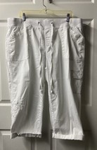 Terra &amp; Sky White Canvas Cropped Pants Womens Plus Size 2X Embroidered P... - $14.73