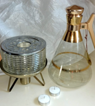 Vintage Glass INLAND CARAFE Blown Glass Coffee Carafe w 22K Gold Trim &amp; Silex Wa - £59.25 GBP