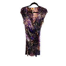 Laundry by Design Womens 6 True Wrap Dress Animal Print Cap Sleeve Purpl... - $30.00