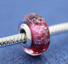 2020 Spring 925 Sterling Silver Handmade Wavy Fancy Pink Murano Glass Charm - $8.80
