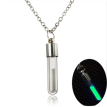 12 PACK OF Glow In The Dark Glass Vial Sand Necklace 20&quot; with Adjustable chain - £20.28 GBP