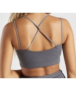 Gymshark The Slounge Bralette Strappy Top Size S Charcoal Gray Ribbed Knit Yoga - £10.03 GBP