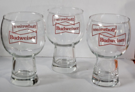 Lot of 3 Budweiser Globe Goblet Pub Style Beer Glasses 12oz 5 5/8&quot; Tall - $46.71