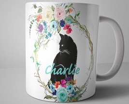 Black Cat Mug, Personalized Cat Gift, Cute Cat Mug, Personalized Cat Mug... - £13.36 GBP