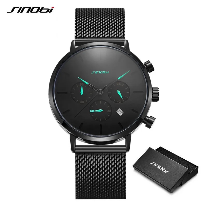 SINOBI Men Watch Famous Dress Watches Unisex Ultra Thin Quartz Wristwatch