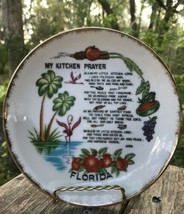 Vtg Palms Tropical FLORIDA KITCHEN PRAYER Ceramic 7 1/8&quot; Plate Wall Decor  - £15.62 GBP