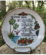 Vtg Palms Tropical FLORIDA KITCHEN PRAYER Ceramic 7 1/8&quot; Plate Wall Decor  - $26.86 CAD