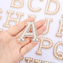 26 Piece Rhinestone Iron On Patch A-Z White Pearl Bling Rhinestone Letter Patch  - £15.71 GBP