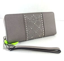 Michael Kors Large Continental Travel Wallet Grey Saffiano Leather Micro Stud W6 - £79.55 GBP