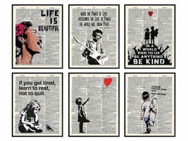 Banksy Wall Art Set - Inspirational Quotes Room Decor - Motivational Graffiti - $33.94