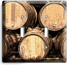 Rustic Vinage Winery Cellar Wood Wine Barrel 2 Gang Light Switch Plate Art Decor - £9.65 GBP