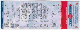 JEFF BECK JOHNNY LANG 1999 FULL CONCERT TICKET STUB TORONTO MOLSON AMPH ... - £10.03 GBP