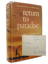 James A. Michener Return To Paradise Signed 1st 1st Edition Early Printing - £521.04 GBP
