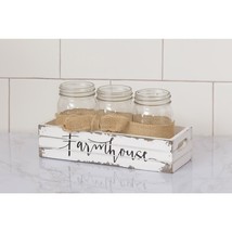 Farmhouse wood Mason jar holder with jars - £30.37 GBP
