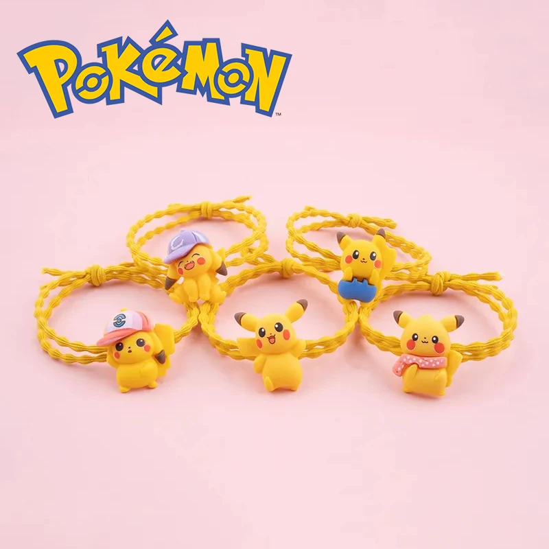 Pokemon Pikachu Hair Rope Kawaii 3D Anime Figures Rubber Band Girls Women&#39;s - £9.07 GBP