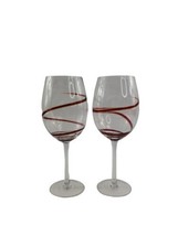 PIER 1 Red Swirl SWIRLINE Wine Water Cocktail Glasses Goblets Swirl 2 Large - £39.52 GBP