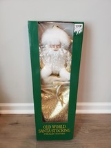 NEW Old World Santa Stocking Porcelain Features 24&quot; Gold - £19.46 GBP