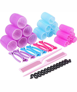 Hair Rollers,18 Self Grip Rollers12 Duckbill Sectioning Clips 2 Comb 1 B... - €20,12 EUR