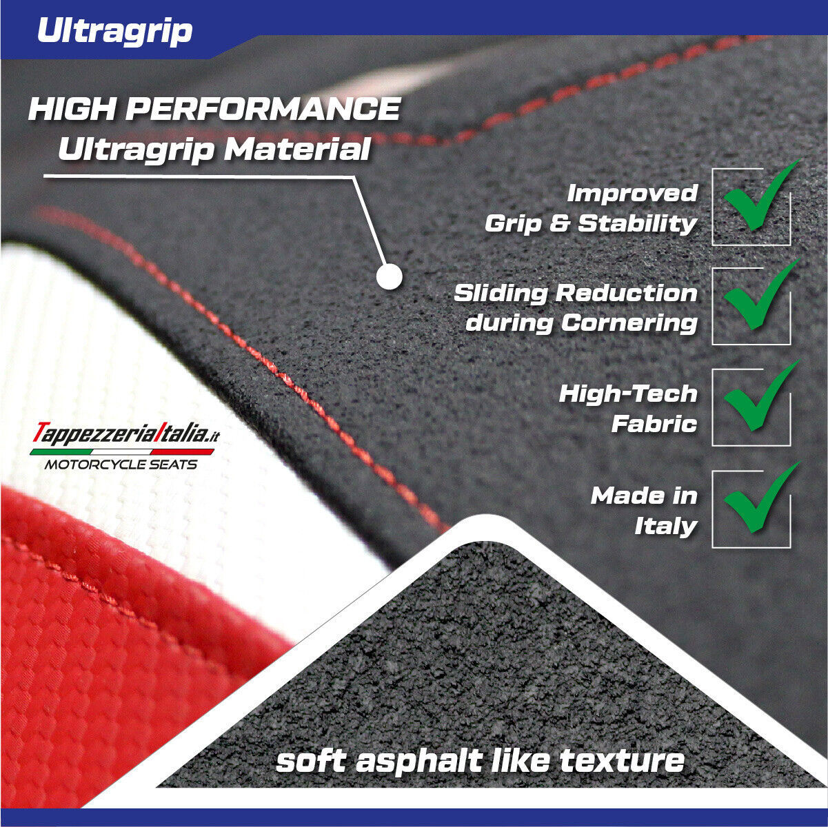 Ducati Monster 937 950 2021-2024 2025 Seat Cover Tappezzeria Ultragrip Red Black Item image 6