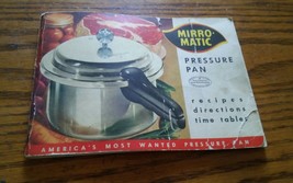 VTG 1958 Mirro Matic Pressure Pan Recipes Directions Time Tables Booklet... - $12.99