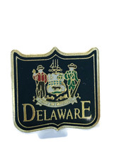 Gold Tone State Of Delaware Pin Coat of Arms Crest - £7.47 GBP