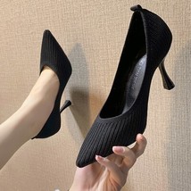 Fashion Knitted Breathable Women Pumps New Pointed Toe High Heels Lady Shoes Wil - £27.34 GBP