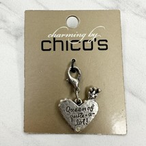 Charming by Chico&#39;s Silver Tone Queen of Quite a lot Heart Crown Bracelet Charm - £10.30 GBP