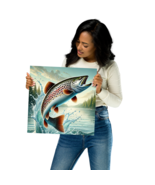 Jumping Trout Fishing Poster • Lake Cabin Wall Art • 14&quot; X 14&quot; - $345.05 MXN