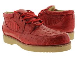 Mens Red Genuine Crocodile Ostrich Skin Sneaker Shoes Boots Western Cowboy - £135.71 GBP