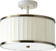 Semi Flush Ceiling Light Fixture Modern White Chandelier Kitchen Silver Drum 3 - £28.63 GBP
