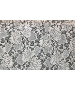 EMBROIDERED FLORAL LACE FABRIC WITH BEAD SPARKLE BEIGE 56&quot; WIDE BY THE YARD - $6.92