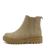 Soda Pilot Women&#39;s Beige Lug Sole Low Heel Chelsea Ankle Bootie Size 7 Med - $141.32 MXN
