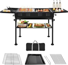 Furein Charcoal Grills Portable Bbq Griddle, Foldable Kabob Barbecue With - £92.52 GBP